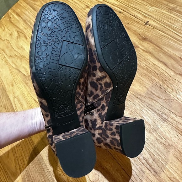 Sam & Libby Women’s Eliza Leopard Animal Print Block Heel Booties Mob Wives - Picture 8 of 10